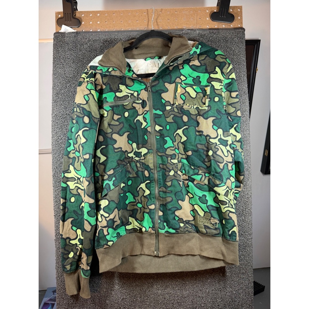 Adidas Safety Camo Hoodie Mens M Green Full Zip Utility Streetwear Jacket